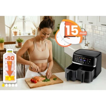 Friteza Na Vrući Zrak 10,2 L Dvostruka Komora Berdsen Bd 657 1700 W Crni 10