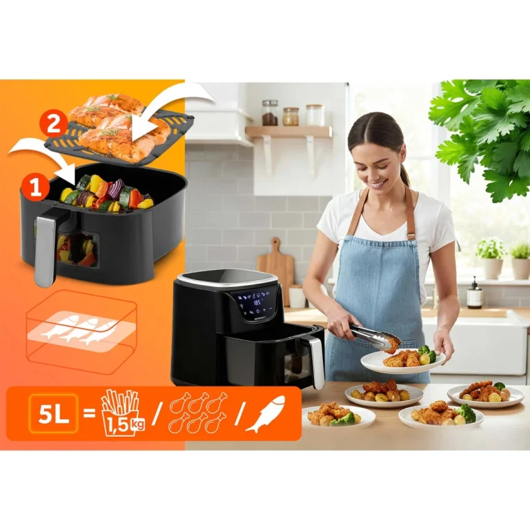 Friteza Na Vrući Zrak 5 L Berdsen Bd 652 Crno Srebrni 7