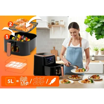 Friteza Na Vrući Zrak 5 L Berdsen Bd 652 Crno Zlatni 7
