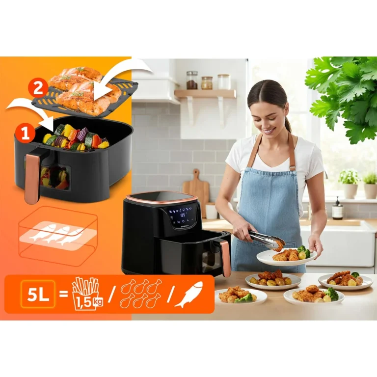 Friteza Na Vrući Zrak 5 L Berdsen Bd 652 Crno Zlatni 7