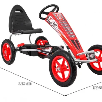 Full Ahead Air Pedalni Go Kart Za Djecu 3+ Crveni + Podesivo Sjedalo + Napuhani Kotači + Ručna Kočnica 2