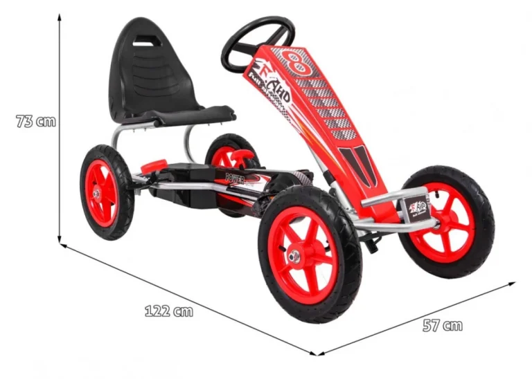 Full Ahead Air Pedalni Go Kart Za Djecu 3+ Crveni + Podesivo Sjedalo + Napuhani Kotači + Ručna Kočnica 2