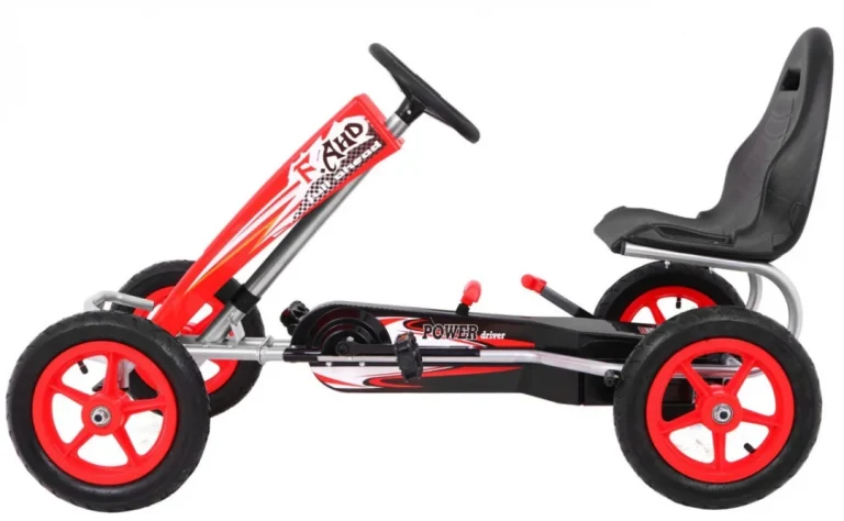 Full Ahead Air Pedalni Go Kart Za Djecu 3+ Crveni + Podesivo Sjedalo + Napuhani Kotači + Ručna Kočnica 4