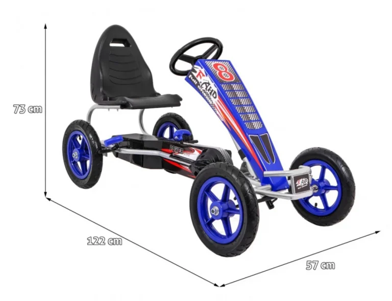 Full Ahead Air Pedalni Go Kart Za Djecu 3+ Plavi + Podesivo Sjedalo + Napuhani Kotači + Ručna Kočnica 2