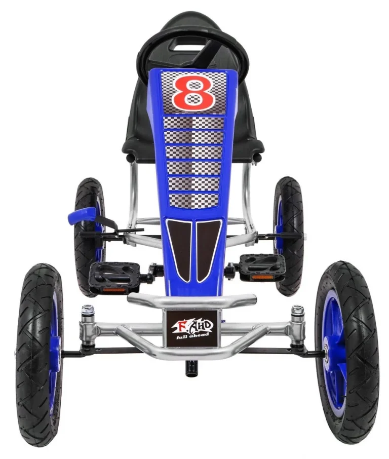 Full Ahead Air Pedalni Go Kart Za Djecu 3+ Plavi + Podesivo Sjedalo + Napuhani Kotači + Ručna Kočnica 3