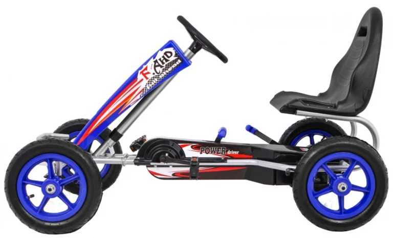 Full Ahead Air Pedalni Go Kart Za Djecu 3+ Plavi + Podesivo Sjedalo + Napuhani Kotači + Ručna Kočnica 4