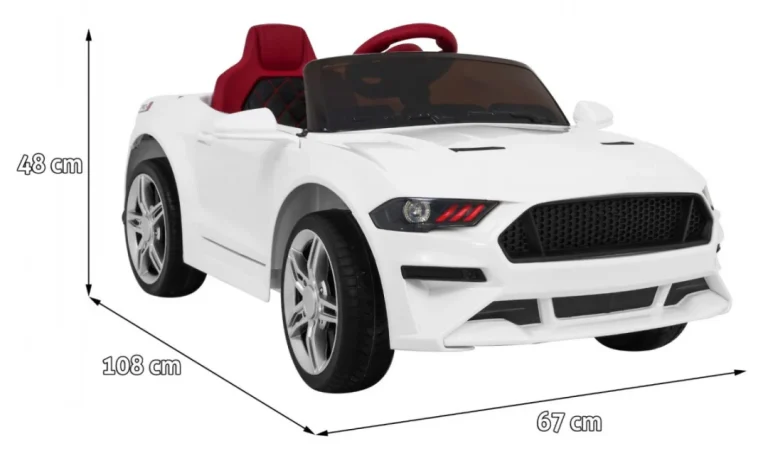 Gt Sport Automobil Na Baterije Za Djecu Bijeli + Daljinski Upravljač + Spori Start + Prtljažnik + Mp3 Led, Bijela 2