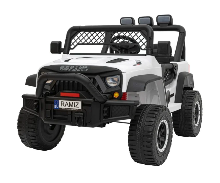 Geoland Power Terenski Automobil Za 2 Djece Bijeli + Daljinski Upravljač + 2x200w Motora + Prtljažnik + Mp3 Radio + Led, Bijela 1