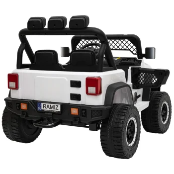 Geoland Power Terenski Automobil Za 2 Djece Bijeli + Daljinski Upravljač + 2x200w Motora + Prtljažnik + Mp3 Radio + Led, Bijela 12