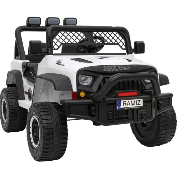 Geoland Power Terenski Automobil Za 2 Djece Bijeli + Daljinski Upravljač + 2x200w Motora + Prtljažnik + Mp3 Radio + Led, Bijela 5