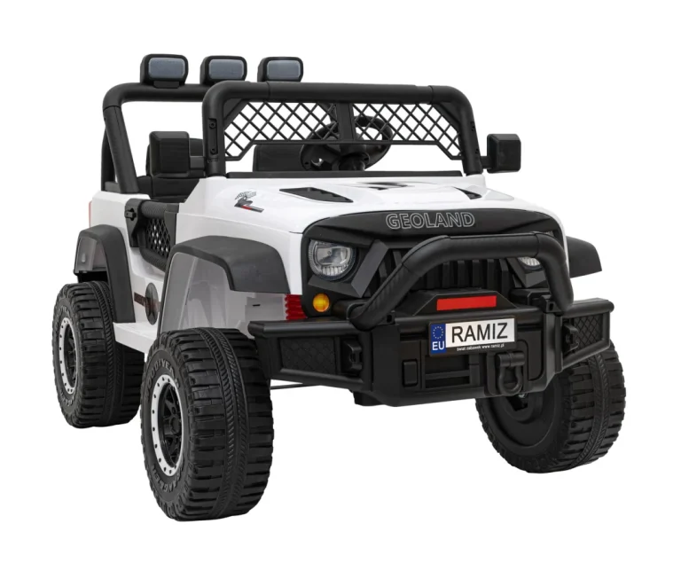 Geoland Power Terenski Automobil Za 2 Djece Bijeli + Daljinski Upravljač + 2x200w Motora + Prtljažnik + Mp3 Radio + Led, Bijela 5