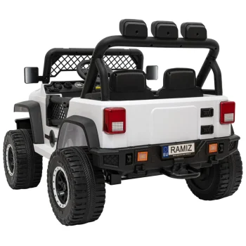 Geoland Power Terenski Automobil Za 2 Djece Bijeli + Daljinski Upravljač + 2x200w Motora + Prtljažnik + Mp3 Radio + Led, Bijela 7