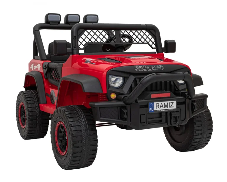 Geoland Power Terenski Automobil Za 2 Djece Crveni + Daljinski Upravljač + 2x200w Motora + Prtljažnik + Mp3 Radio + Led, Crvena 5