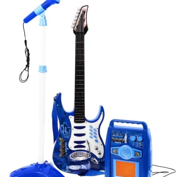 Gitara S Priborom Za Djecu 6+ Plavi Set + Pojačalo + Mikrofon 2