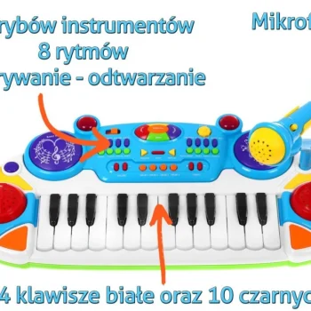 Glazbeni Set Tipkovnica Plava Sa Stolcem 3+ 3