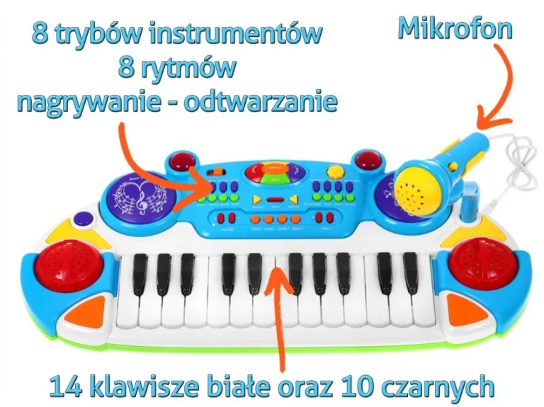 Glazbeni Set Tipkovnica Plava Sa Stolcem 3+ 3