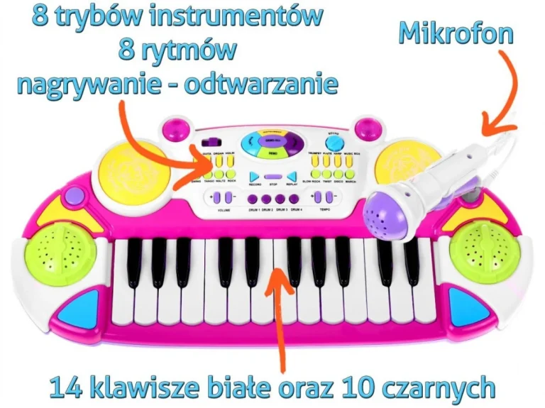 Glazbeni Set Tipkovnica Ružičasta Sa Stolcem 3+ 4