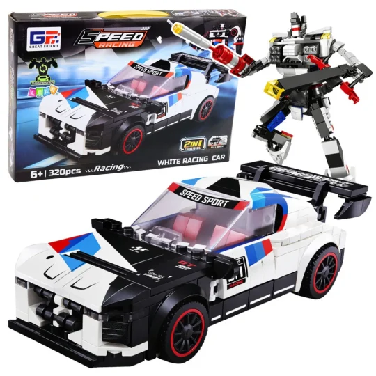 Građevinske Kocke 2u1 Sportski Auto Robot Bijeli 320 Kom 1