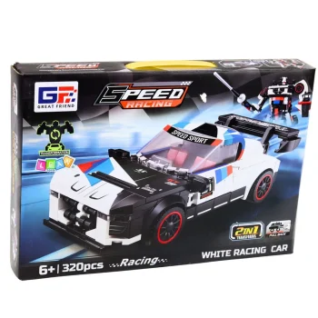Građevinske Kocke 2u1 Sportski Auto Robot Bijeli 320 Kom 6