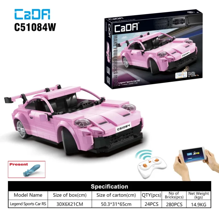 Građevinske Kocke Rc Sportski Auto Ružičasti 280 Dijelova 6+ 1