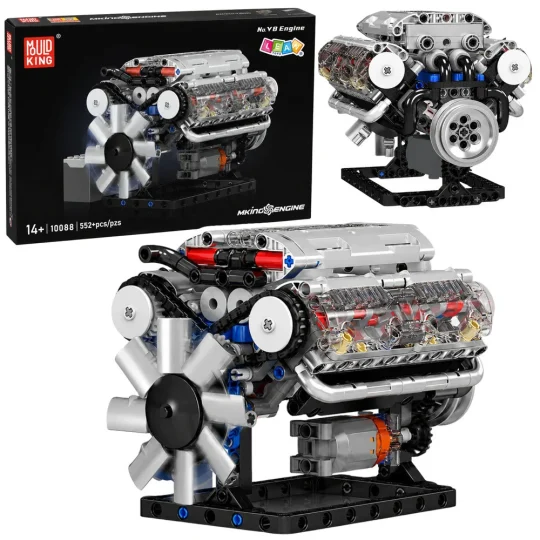 Građevinske Kocke Mehanički V8 Motor, Pokretni Klipovi, 552 Kom 1