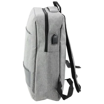 Gradski Poslovni Ruksak S Usb Om I Srednjim Pretincem, Sivi, 14l 40cm 2