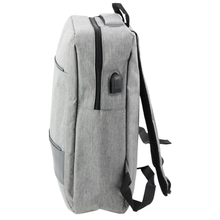 Gradski Poslovni Ruksak S Usb Om I Srednjim Pretincem, Sivi, 14l 40cm 2