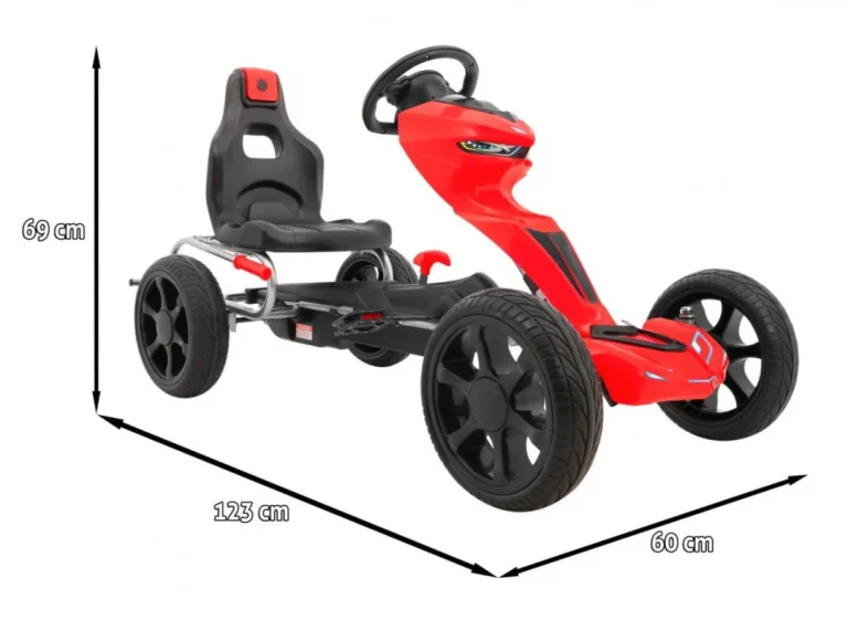Grand Ride Pedalni Go Kart Za Djecu 3+ Crveni + Eva Kotači + Podesivo Sjedalo + Ručna Kočnica 2
