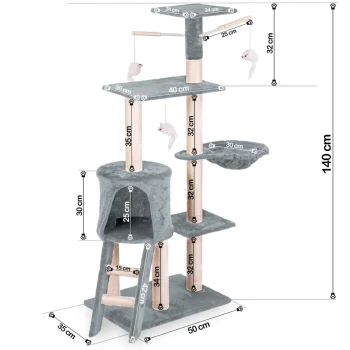 Grebalica Za Mačke 140 Cm Dr 267 Svijetlo Siva Pethaus S Mišem 6