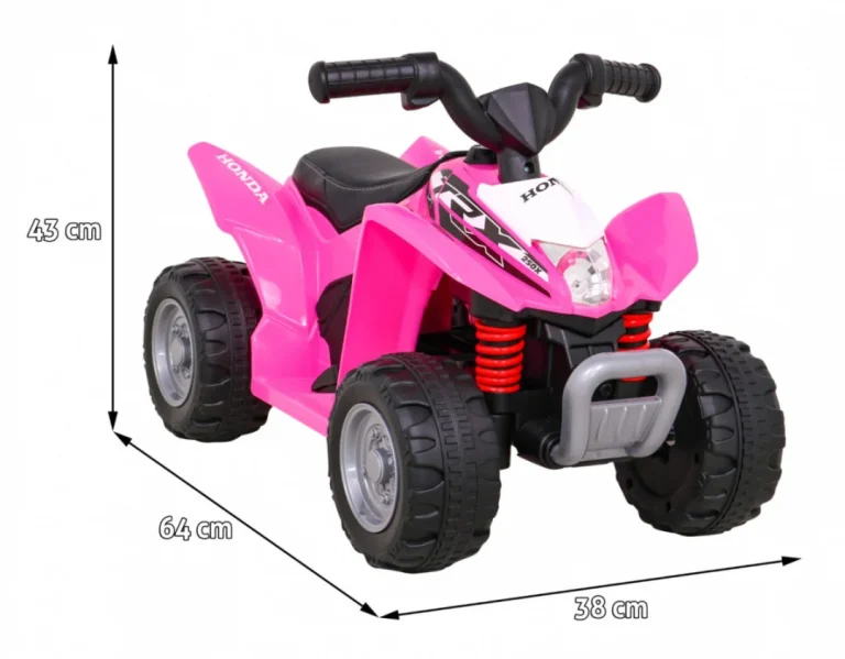 Honda 250x Trx Baterijski Quad Roza + Truba + Led + Eko Koža Quad Na Akumulator 2