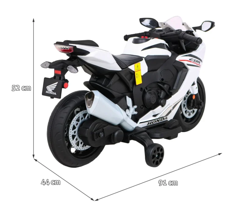 Honda Cbr 1000rr Dječji Motocikl Na Baterije, Bijeli + Mp3 Zvukovi + Pomoćni Kotači, Bijela Motor Na Akumulator 2