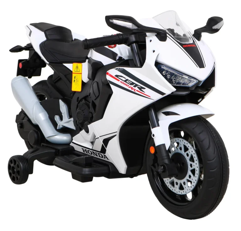 Honda Cbr 1000rr Dječji Motocikl Na Baterije, Bijeli + Mp3 Zvukovi + Pomoćni Kotači, Bijela Motor Na Akumulator 8