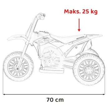 Honda Crf 450r Dječji Kros Motocikl Na Baterije, Crveni + 3 Kotača + Gumena Gazišta + Truba, Crvena Motor Na Akumulator 3
