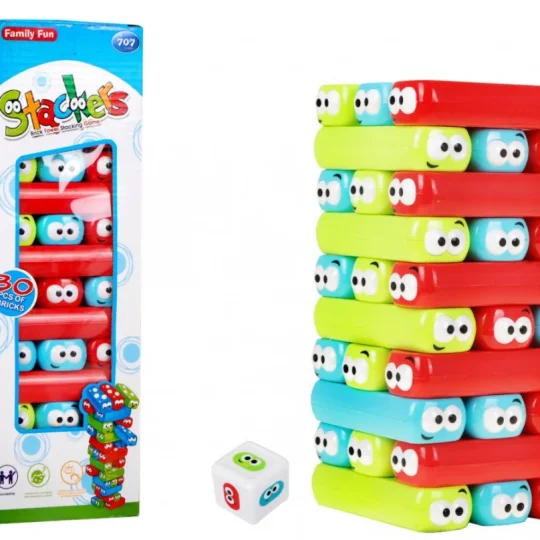 Igra Spretnosti Jenga Junior Za Djecu 3+. Nestabilni Toranj Od Kockica + Kolorne Grede, Višebojan 1