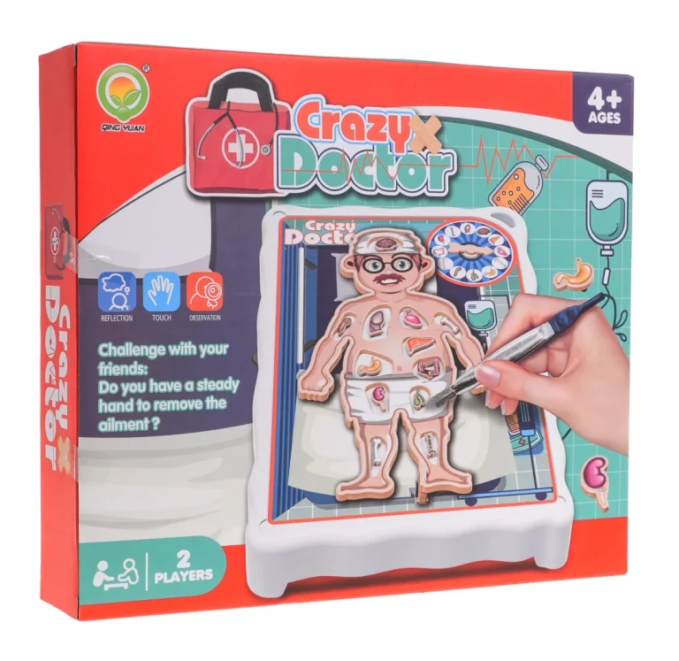 Igra Vještine Crazy Doctor Za Djecu 4+ Ploča S Pacijentom + 12 Organa + Pinceta 5