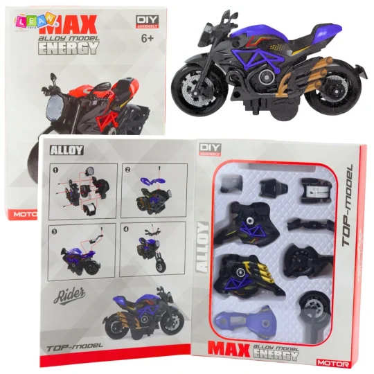Igračka Motocikl Za Sastavljanje Vijaka Metalna 1:14 Diy Crno Plava 1