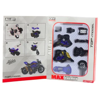 Igračka Motocikl Za Sastavljanje Vijaka Metalna 1:14 Diy Crno Plava 3