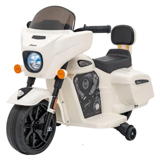 Indian Chopper Bijeli Motocikl Za Djecu, Bijela Motor Na Akumulator 1