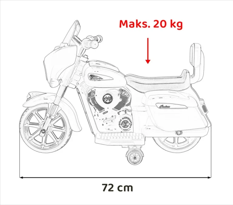 Indian Chopper Bijeli Motocikl Za Djecu, Bijela Motor Na Akumulator 3
