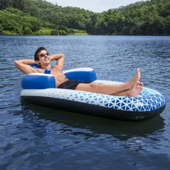 Indigo Wave Bestway Napuhani Kolut Za Plivanje 183x97cm + Napuhani Naslon Za Leđa + Držač Za Piće 6