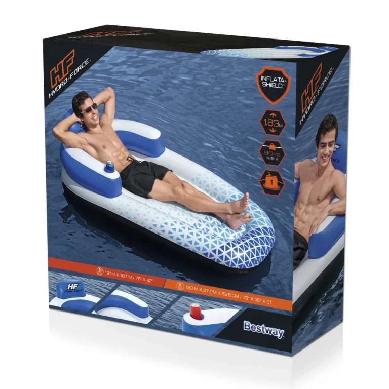 Indigo Wave Bestway Napuhani Kolut Za Plivanje 183x97cm + Napuhani Naslon Za Leđa + Držač Za Piće 8