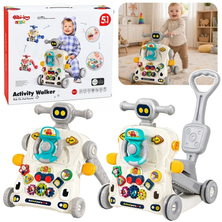 Interaktivna Guralica Stol Romobil 5 U 1 Sivi 1