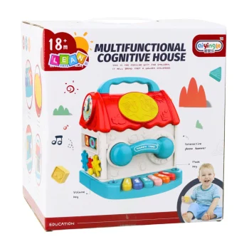 Interaktivna Kockasta Zvečka Za Razvrstavanje Educational House Zvuči šareno 3
