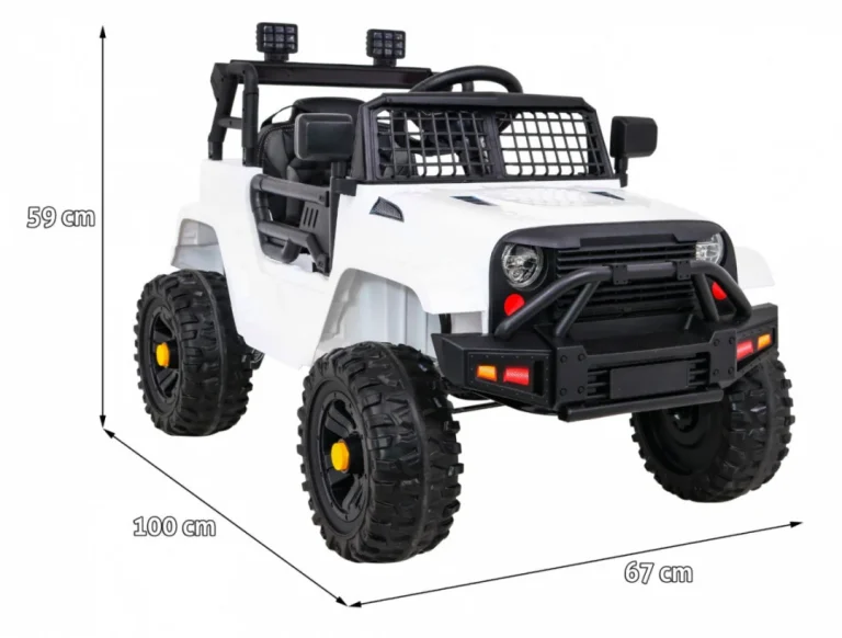 Jeep Dark Night Automobil Na Baterije Za Djecu, Bijeli + Spori Start + Eva + Audio Led, Bijela 2