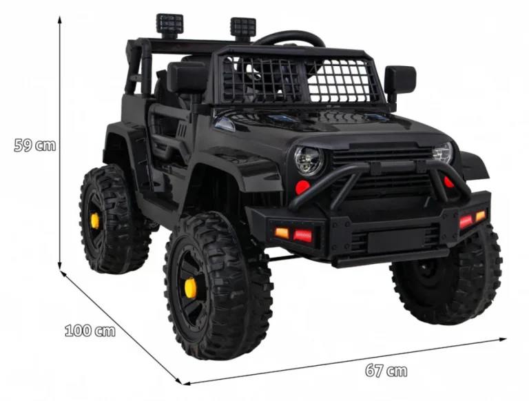 Jeep Dark Night Automobil Na Baterije Za Djecu Crni + Spori Start + Eva + Audio Led, Crna 2