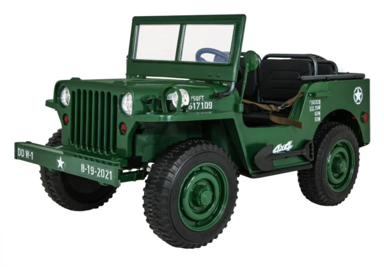 Jeep Willys Retro Vojni Auto Na Akumulator Zeleni Za 3 Djece 1