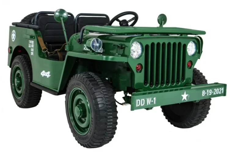 Jeep Willys Retro Vojni Auto Na Akumulator Zeleni Za 3 Djece 11