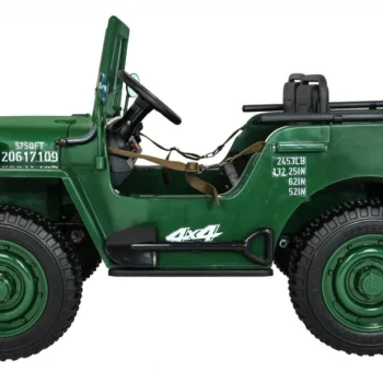 Jeep Willys Retro Vojni Auto Na Akumulator Zeleni Za 3 Djece 13