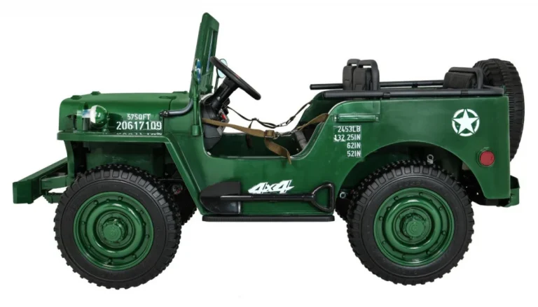 Jeep Willys Retro Vojni Auto Na Akumulator Zeleni Za 3 Djece 13