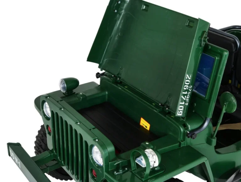 Jeep Willys Retro Vojni Auto Na Akumulator Zeleni Za 3 Djece 16